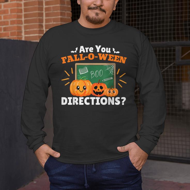 Are You Fall O Ween Directions Halloween Teacher Retro Men's Long Sleeve T-Shirt, funny design Are You Fall O Ween Directions Halloween Teacher Retro Men's Long Sleeve T-Shirt, funny design