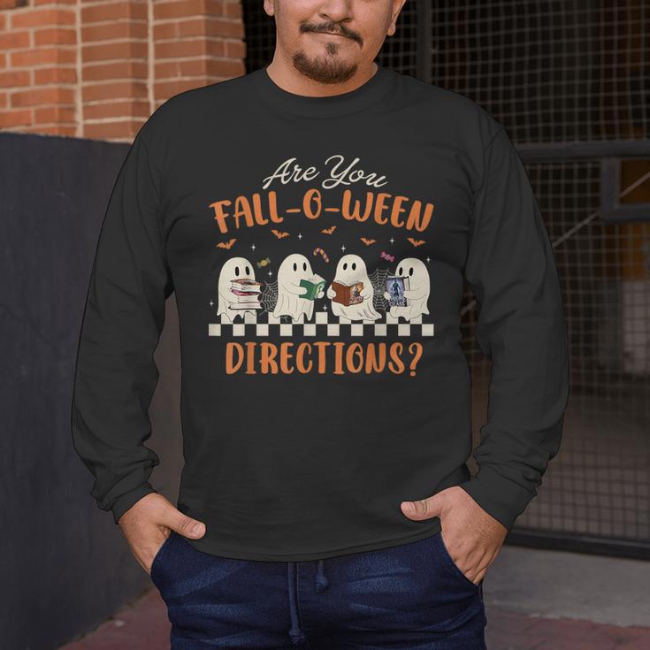 Are You Fall-O-Ween Directions Halloween TeacherGhost Book Men's Long Sleeve T-Shirt, funny design Are You Fall-O-Ween Directions Halloween TeacherGhost Book Men's Long Sleeve T-Shirt, funny design