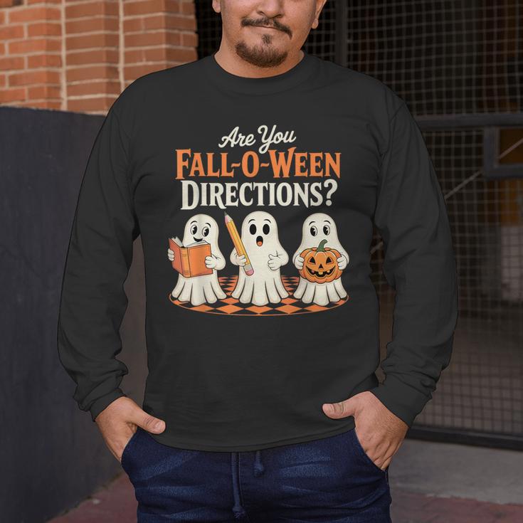 Are You Fall O Ween DirectionsRetro Teacher Halloween Ghost Men's Long Sleeve T-Shirt, funny design Are You Fall O Ween DirectionsRetro Teacher Halloween Ghost Men's Long Sleeve T-Shirt, funny design