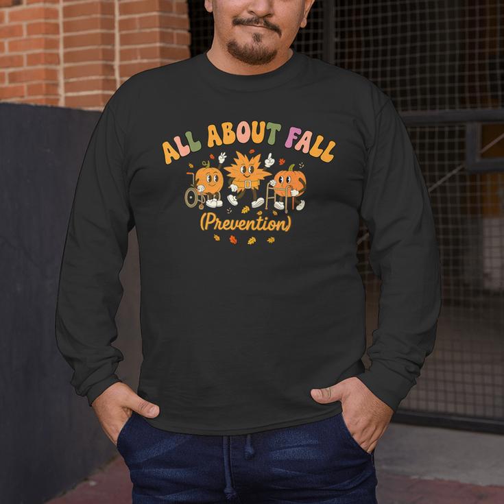All About Fall Prevention Therapy SPED Teacher Thanksgiving Men's Long Sleeve T-Shirt, funny design All About Fall Prevention Therapy SPED Teacher Thanksgiving Men's Long Sleeve T-Shirt, funny design