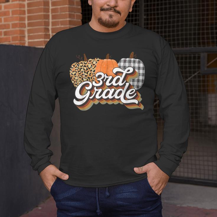 Fall Teacher Shirt 3rd Grade Teacher Retro Halloween Pumpkin Men's Long Sleeve T-Shirt, funny design Fall Teacher Shirt 3rd Grade Teacher Retro Halloween Pumpkin Men's Long Sleeve T-Shirt, funny design