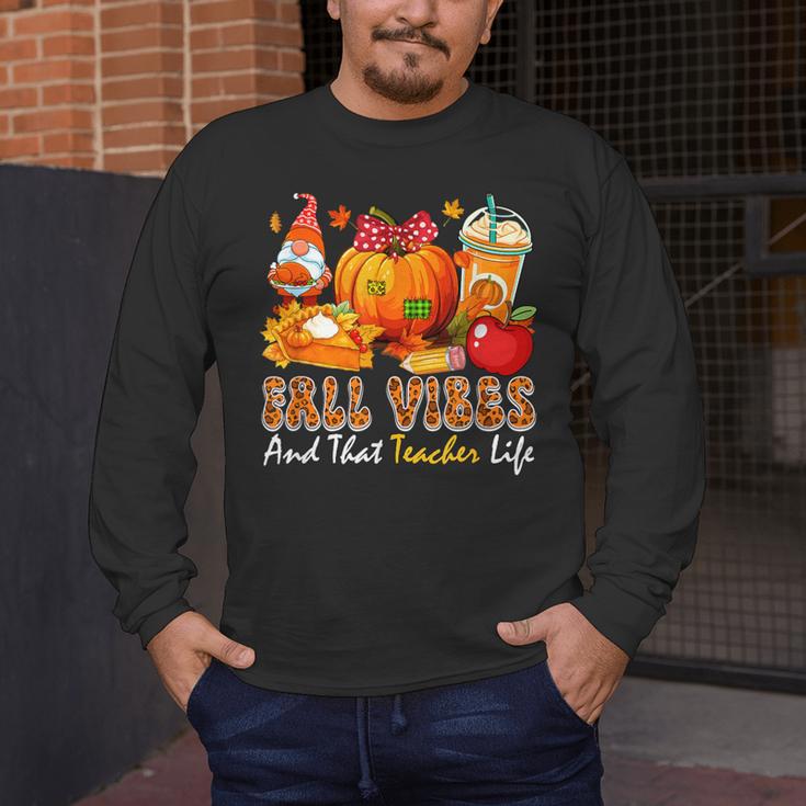 Fall Vibes Costume Teacher Thanksgiving Leopard Gnome Men's Long Sleeve T-Shirt, funny design Fall Vibes Costume Teacher Thanksgiving Leopard Gnome Men's Long Sleeve T-Shirt, funny design