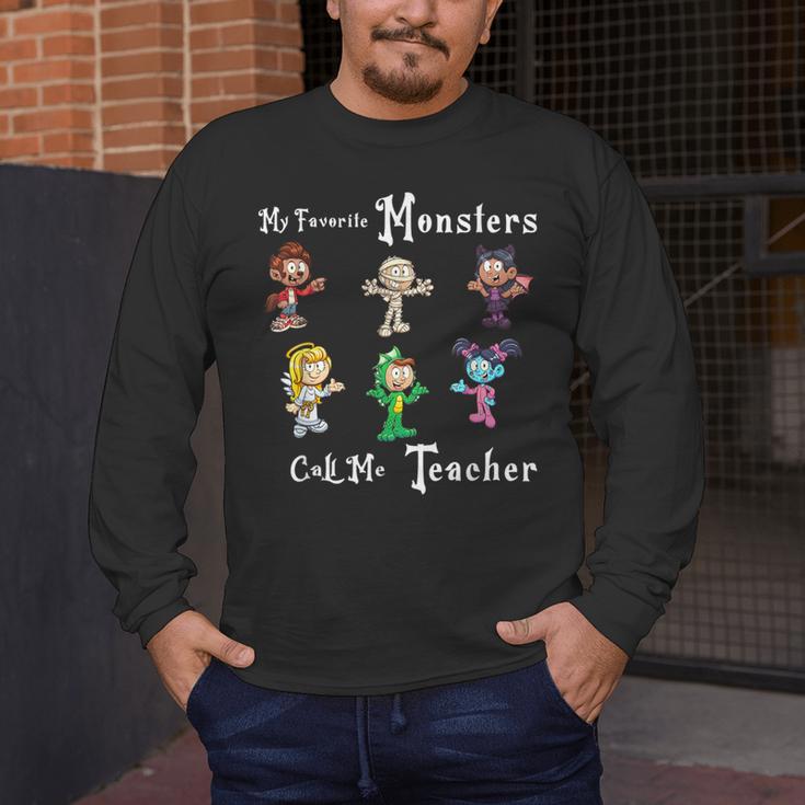 My Favorite Monsters Call Me Teacher Thank Mummy Vampire Bat Men's Long Sleeve T-Shirt, funny design My Favorite Monsters Call Me Teacher Thank Mummy Vampire Bat Men's Long Sleeve T-Shirt, funny design