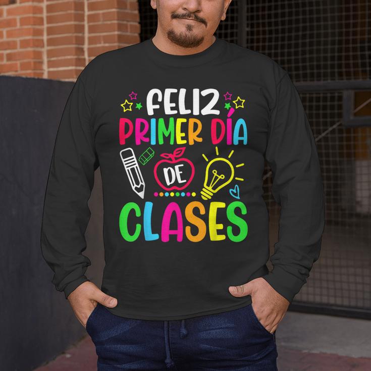 Feliz Primer Dia De Clases Kids Girl Teacher Spanish School Men's Long Sleeve T-Shirt, funny design Feliz Primer Dia De Clases Kids Girl Teacher Spanish School Men's Long Sleeve T-Shirt, funny design