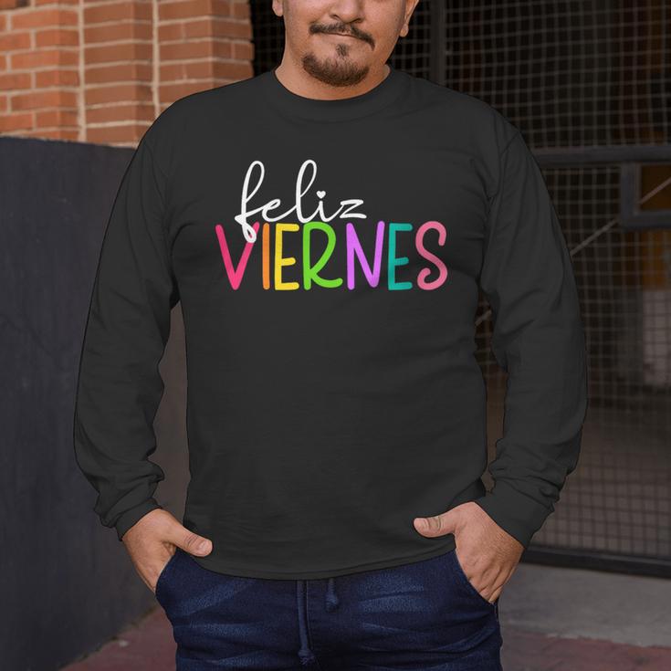 Feliz Viernes Happy Friday Spanish Teacher Friday Spanish Sp Men's Long Sleeve T-Shirt, funny design