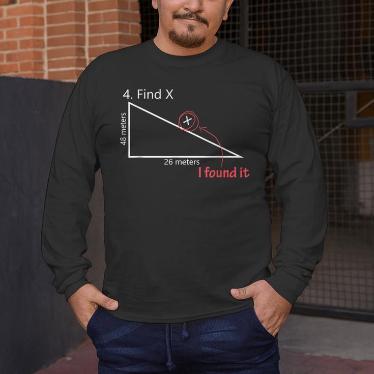 Find X Math Teacher Graphic Sarcastic Novelty Dad Joke Men's Long Sleeve T-Shirt, funny design