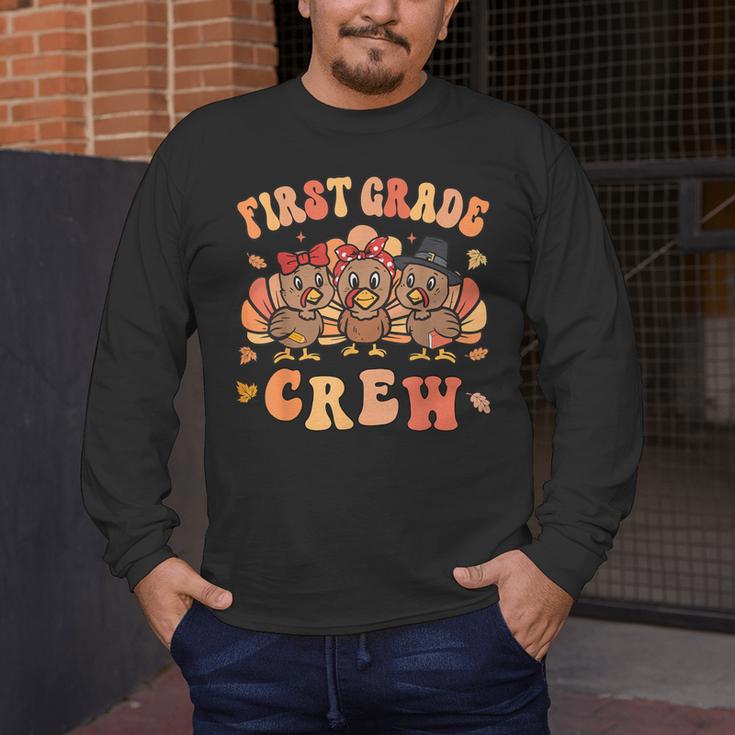 First Grade Crew Thanksgiving Fall Teacher 1st Grade Team Men's Long Sleeve T-Shirt, funny design First Grade Crew Thanksgiving Fall Teacher 1st Grade Team Men's Long Sleeve T-Shirt, funny design