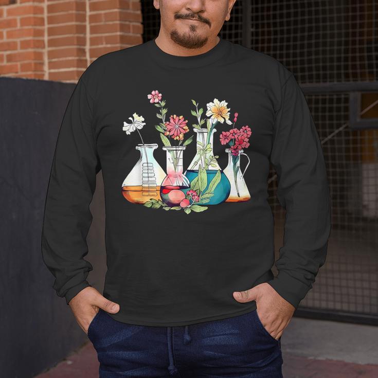 Floral Beakers Chemistry Lab Teacher Men's Long Sleeve T-Shirt, funny design Floral Beakers Chemistry Lab Teacher Men's Long Sleeve T-Shirt, funny design