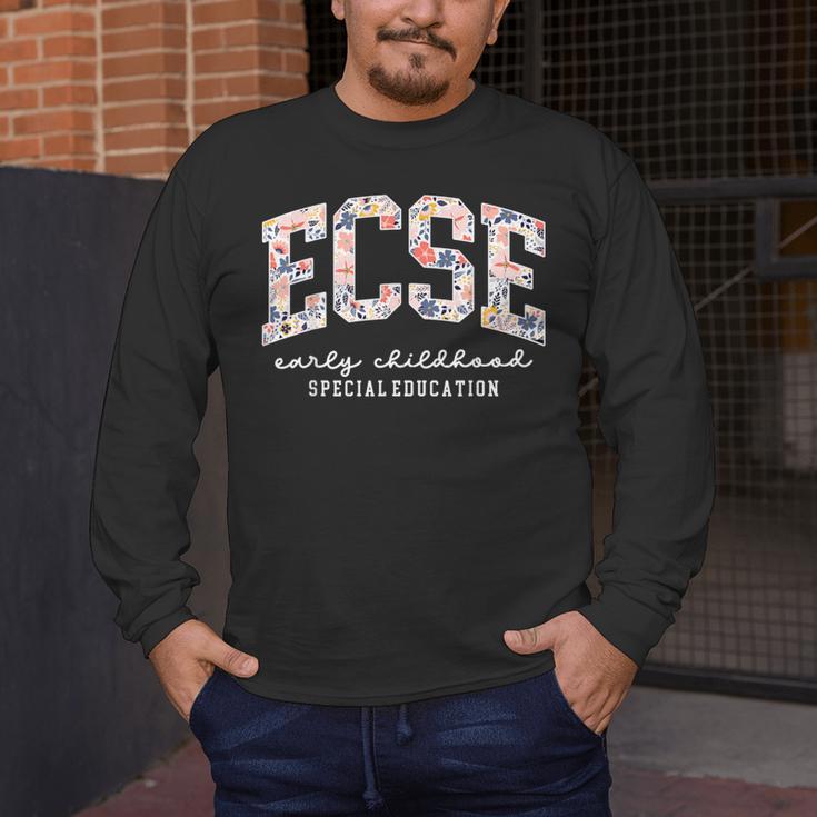 Floral ECSE Early Childhood Special Education SPED Teacher Men's Long Sleeve T-Shirt, funny design