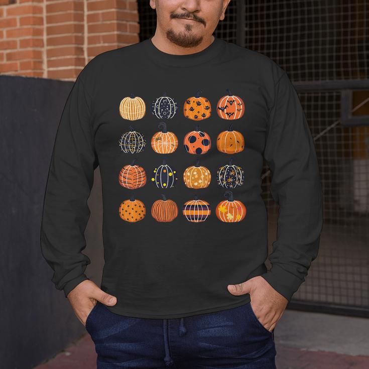 Folk Art Pumpkins Teacher Nurses Admin Witch Halloween Cute Men's Long Sleeve T-Shirt, funny design