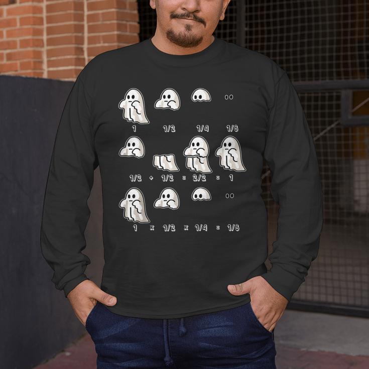 Fractions Math Teacher Ghost Math Halloween Humorous Men's Long Sleeve T-Shirt, funny design Fractions Math Teacher Ghost Math Halloween Humorous Men's Long Sleeve T-Shirt, funny design
