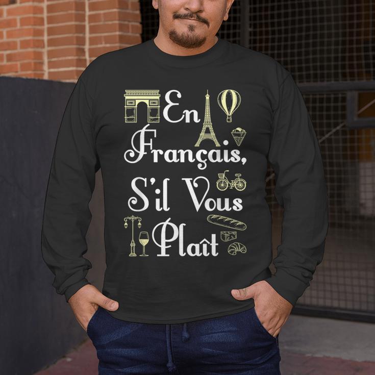 French Teacher En Francais S'Il Vous Plait End Of Year Men's Long Sleeve T-Shirt, funny design French Teacher En Francais S'Il Vous Plait End Of Year Men's Long Sleeve T-Shirt, funny design
