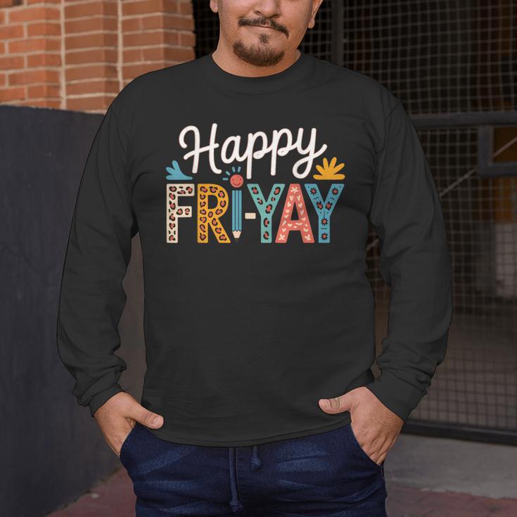 Fri-Yay Teacher Fry Yay Friday Weekend Happy Fri-Yay Men's Long Sleeve T-Shirt, funny design