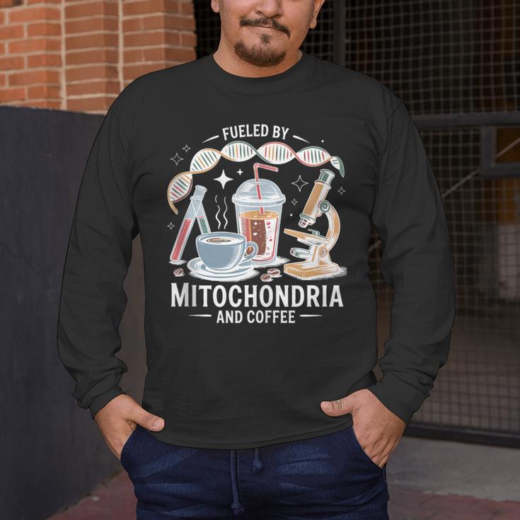 Fueled By Mitochondria Coffee Science Teacher Student Men's Long Sleeve T-Shirt, funny design