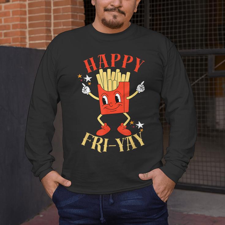 Fun Teacher Happy Fri Yay French Fries Friday Lovers Men's Long Sleeve T-Shirt, funny design Fun Teacher Happy Fri Yay French Fries Friday Lovers Men's Long Sleeve T-Shirt, funny design