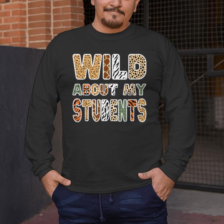 Fun Zoo Animal Print Teacher Shirts Wild About My Students Men's Long Sleeve T-Shirt, funny design Fun Zoo Animal Print Teacher Shirts Wild About My Students Men's Long Sleeve T-Shirt, funny design