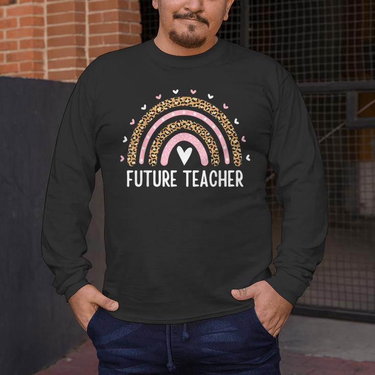 Future Teacher Kids Youth Girls Leopard Rainbow Women Men's Long Sleeve T-Shirt, funny design