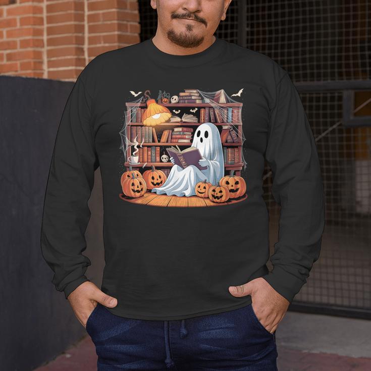 Ghost Book Reading Halloween Books Lover Teacher Men's Long Sleeve T-Shirt, funny design Ghost Book Reading Halloween Books Lover Teacher Men's Long Sleeve T-Shirt, funny design