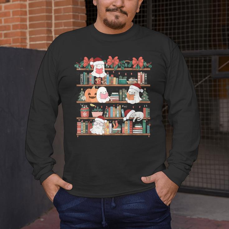 Ghost Christmas Reading Book Lover Library Christmas Teacher Men's Long Sleeve T-Shirt, funny design Ghost Christmas Reading Book Lover Library Christmas Teacher Men's Long Sleeve T-Shirt, funny design