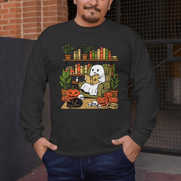 Ghost Library Reading Books Halloween Librarian Teacher Men's Long Sleeve T-Shirt, funny design Ghost Library Reading Books Halloween Librarian Teacher Men's Long Sleeve T-Shirt, funny design