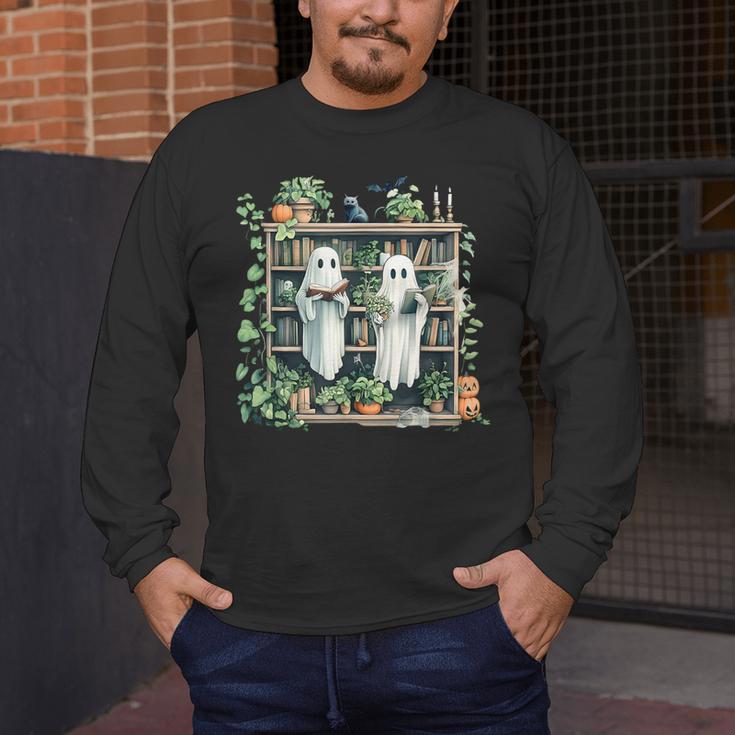 Ghost Plant Library Halloween Reading Books Teacher Vintage Men's Long Sleeve T-Shirt, funny design Ghost Plant Library Halloween Reading Books Teacher Vintage Men's Long Sleeve T-Shirt, funny design