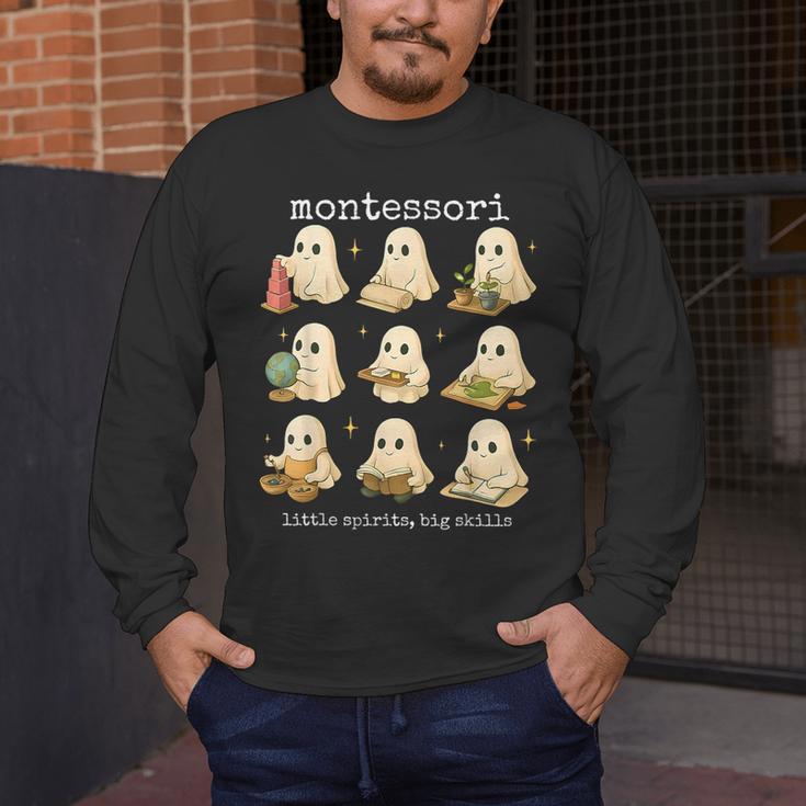 Ghosts Halloween Montessori Teacher Educator Costume Men's Long Sleeve T-Shirt, funny design