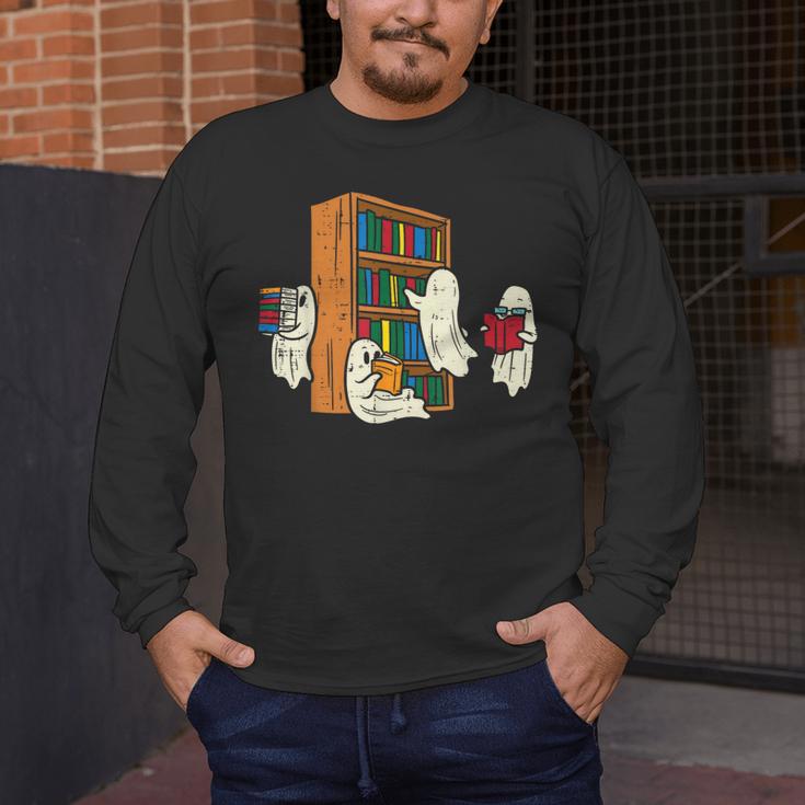 Ghosts Reading Books Teacher Halloween Librarian Boooks Men's Long Sleeve T-Shirt, funny design Ghosts Reading Books Teacher Halloween Librarian Boooks Men's Long Sleeve T-Shirt, funny design
