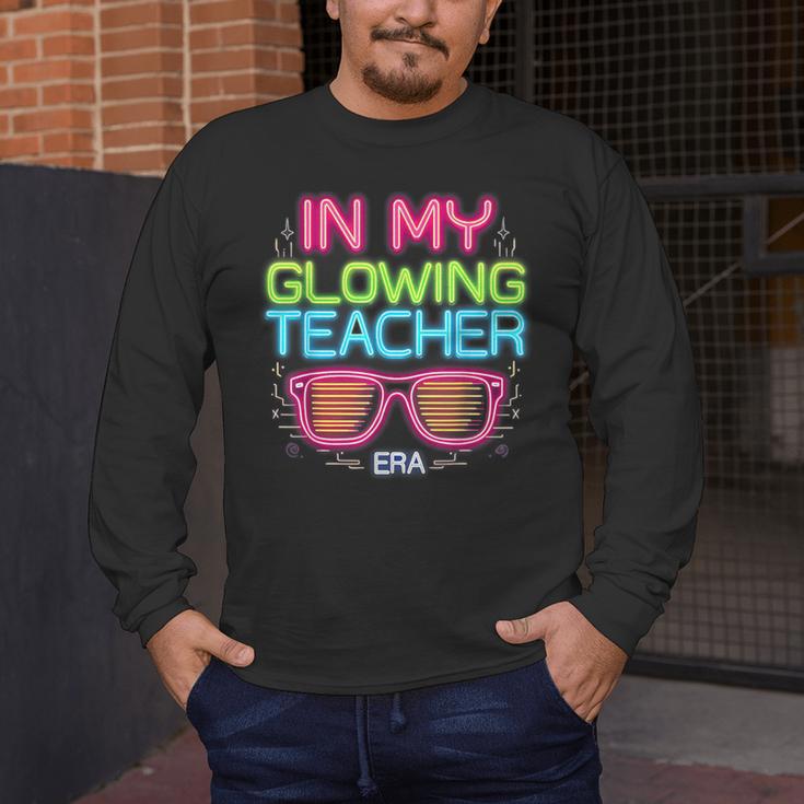In My Glowing Teacher Era Groovy Colorful Bright Men's Long Sleeve T-Shirt, funny design