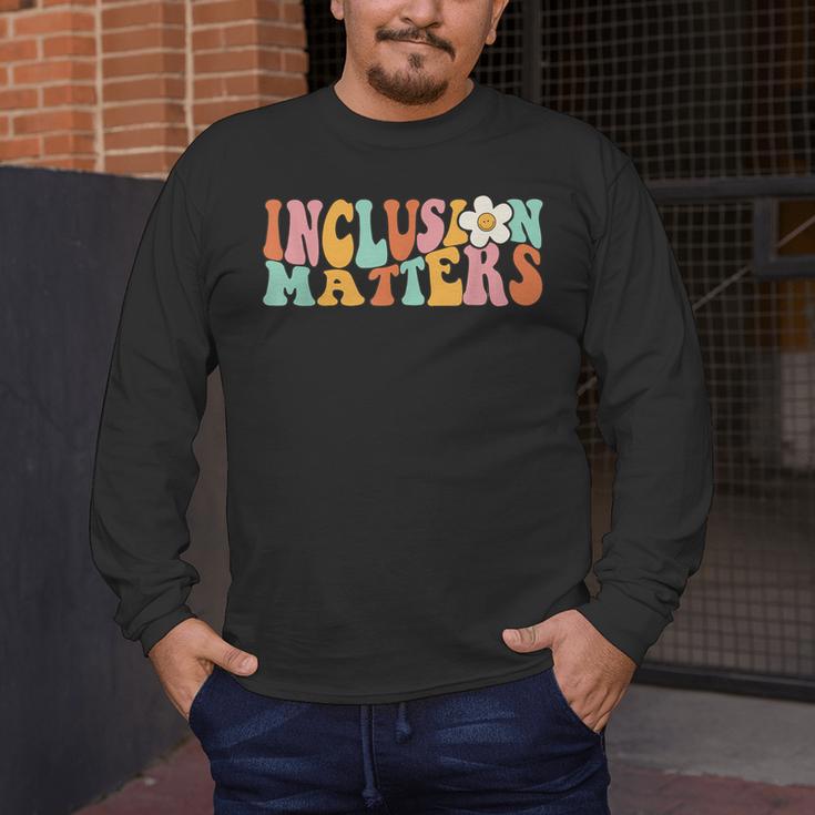 Gnoovy Vintage Inclusion Matters Special Education Teacher Men's Long Sleeve T-Shirt, funny design