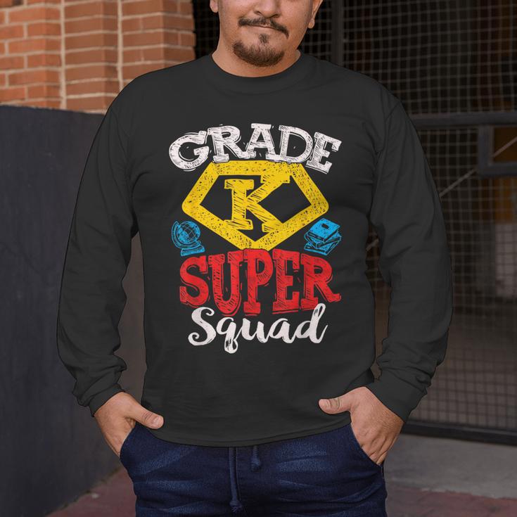 Grade K Super Squad Superhero Kindergarten Teacher Team Men's Long Sleeve T-Shirt, funny design Grade K Super Squad Superhero Kindergarten Teacher Team Men's Long Sleeve T-Shirt, funny design