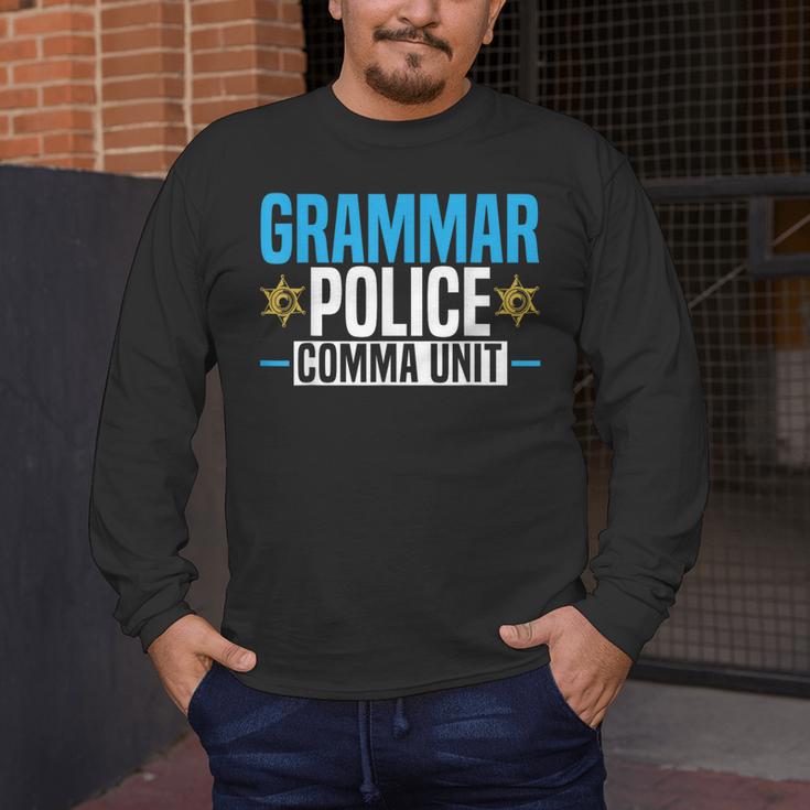 Grammar Police Comma Unit English Teacher Grammar Teacher For Men Women Men's Long Sleeve T-Shirt, funny design