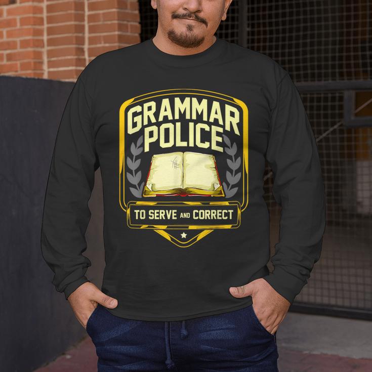 Grammar Police To Serve And Correct English Teacher Men's Long Sleeve T-Shirt, funny design Grammar Police To Serve And Correct English Teacher Men's Long Sleeve T-Shirt, funny design
