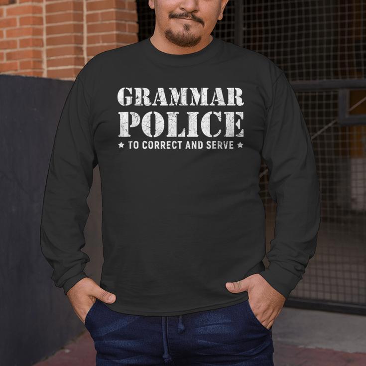 Grammar Police T Shirt English Teacher Men's Long Sleeve T-Shirt, funny design