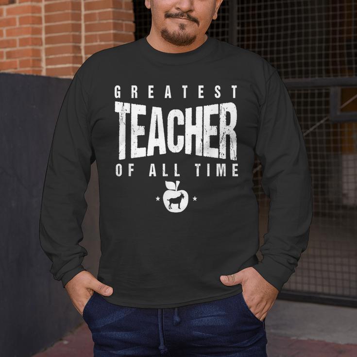 Greatest Teacher Of All Time Teachers Day 1 Teacher Goat Men's Long Sleeve T-Shirt, funny design Greatest Teacher Of All Time Teachers Day 1 Teacher Goat Men's Long Sleeve T-Shirt, funny design