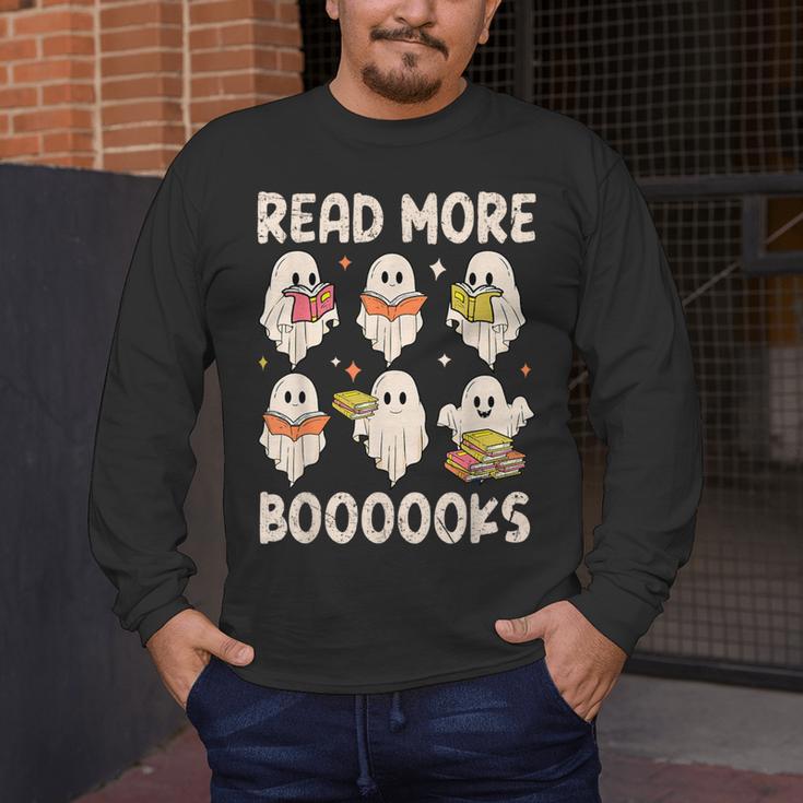 Groovy Halloween Ghost Read More Boooooks Librarian Teacher For Men Women Kids Men's Long Sleeve T-Shirt, funny design Groovy Halloween Ghost Read More Boooooks Librarian Teacher For Men Women Kids Men's Long Sleeve T-Shirt, funny design