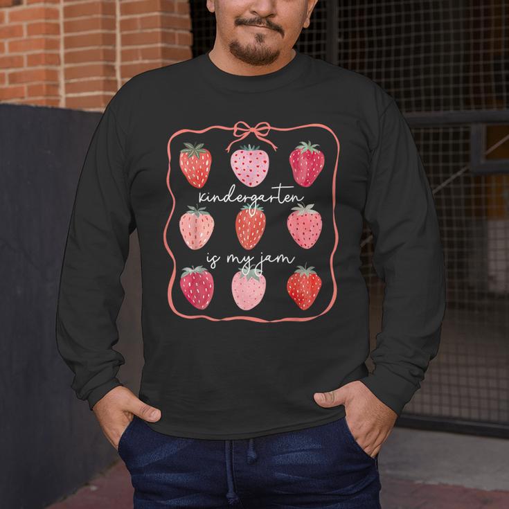 Groovy Kindergarten Is My Jam Strawberry Kinder Team Teacher Men's Long Sleeve T-Shirt, funny design Groovy Kindergarten Is My Jam Strawberry Kinder Team Teacher Men's Long Sleeve T-Shirt, funny design
