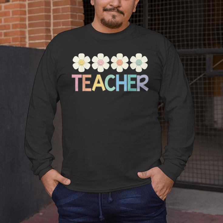 Groovy Teacher Cute Daisy Flower Retro Back To School Men's Long Sleeve T-Shirt, funny design Groovy Teacher Cute Daisy Flower Retro Back To School Men's Long Sleeve T-Shirt, funny design