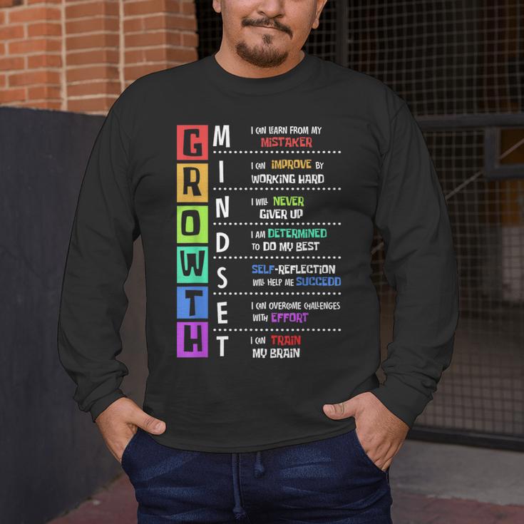 Growth Mindset Positive Motivational Classroom Teacher Learn Men's Long Sleeve T-Shirt, funny design Growth Mindset Positive Motivational Classroom Teacher Learn Men's Long Sleeve T-Shirt, funny design