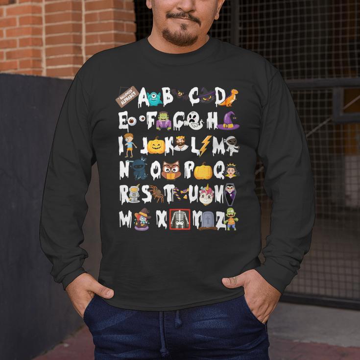 Halloween Alphabet ABCs Learning Kindergarten Teacher Men Women Kids Men's Long Sleeve T-Shirt, funny design Halloween Alphabet ABCs Learning Kindergarten Teacher Men Women Kids Men's Long Sleeve T-Shirt, funny design