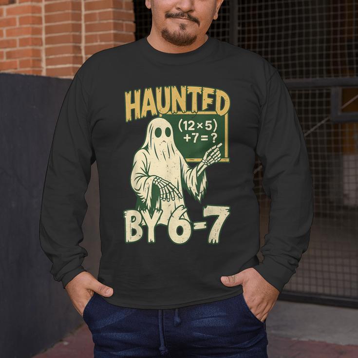 Halloween Costume Haunted By 67 Ghost Math Teacher Professor Men's Long Sleeve T-Shirt, funny design Halloween Costume Haunted By 67 Ghost Math Teacher Professor Men's Long Sleeve T-Shirt, funny design