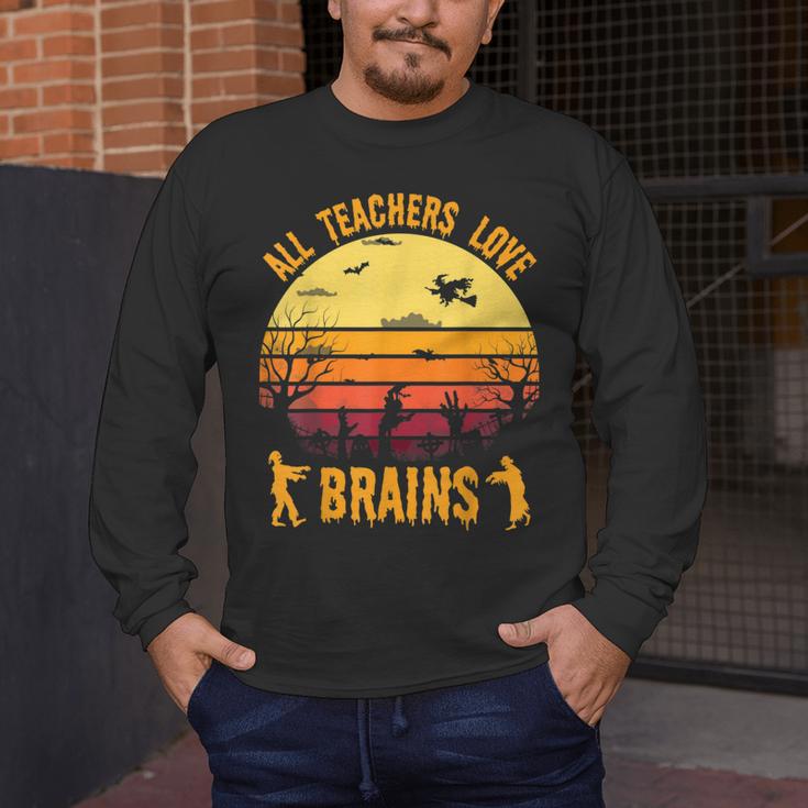 Halloween Costume Teacher Love Brains Zombie Men's Long Sleeve T-Shirt, funny design Halloween Costume Teacher Love Brains Zombie Men's Long Sleeve T-Shirt, funny design