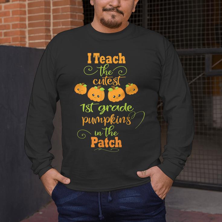 Halloween Cutest Pumpkins First Grade Teacher Men's Long Sleeve T-Shirt, funny design Halloween Cutest Pumpkins First Grade Teacher Men's Long Sleeve T-Shirt, funny design