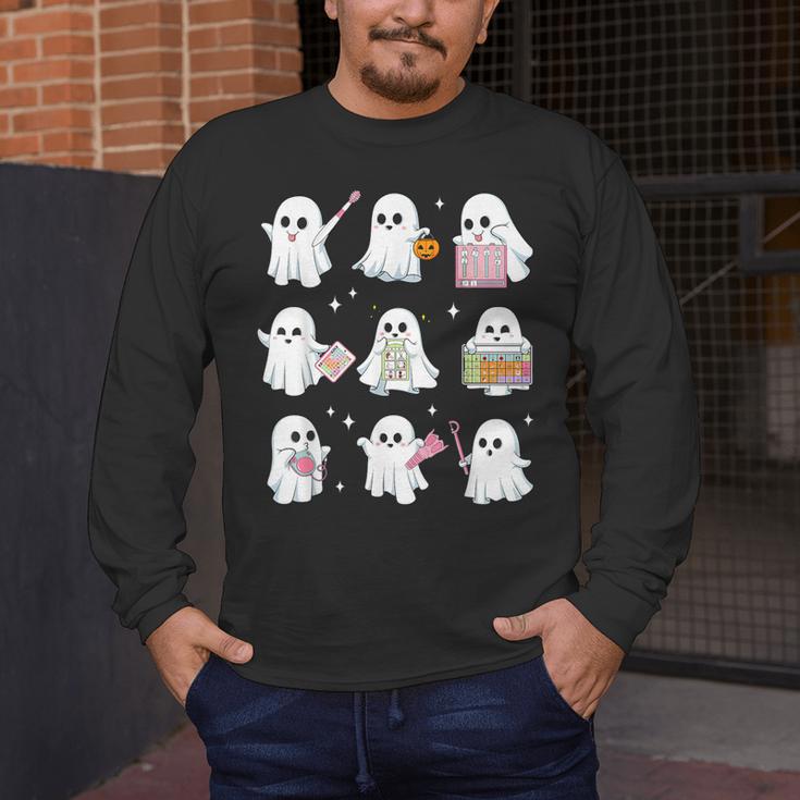 Halloween Ghost Speech Therapy SLP Fall Teacher Tee Men's Long Sleeve T-Shirt, funny design Halloween Ghost Speech Therapy SLP Fall Teacher Tee Men's Long Sleeve T-Shirt, funny design