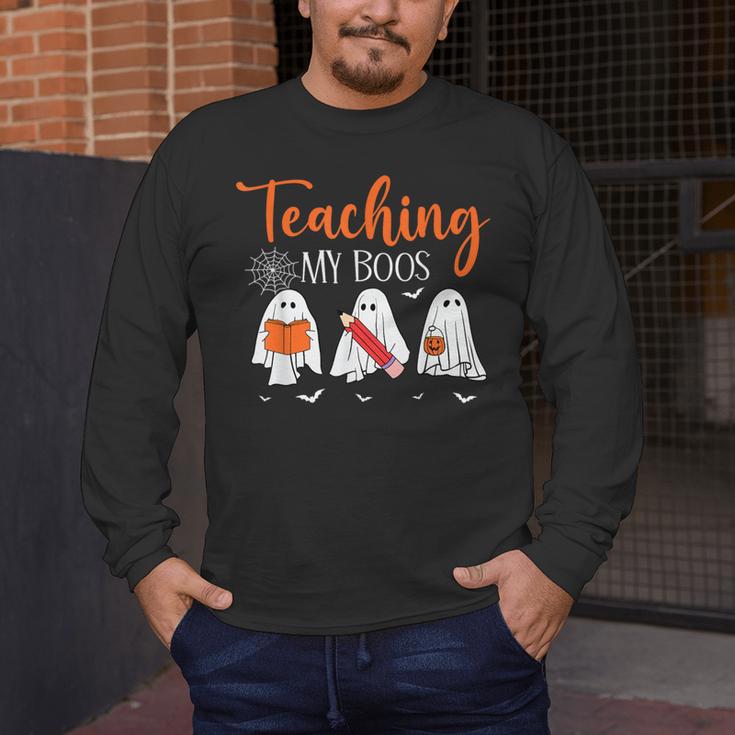 Halloween Ghost Teachers Teaching My Boos Costume Women Men Men's Long Sleeve T-Shirt, funny design Halloween Ghost Teachers Teaching My Boos Costume Women Men Men's Long Sleeve T-Shirt, funny design