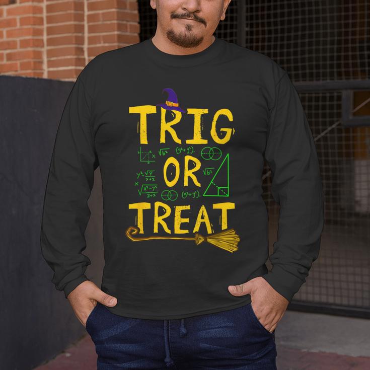 Halloween Math Teacher Trig Or Treat Student School College Men's Long Sleeve T-Shirt, funny design Halloween Math Teacher Trig Or Treat Student School College Men's Long Sleeve T-Shirt, funny design