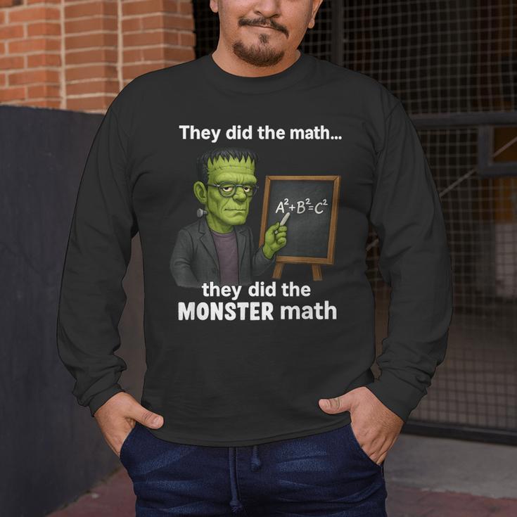 Halloween Monster Math Pun Teacher Humor Men's Long Sleeve T-Shirt, funny design