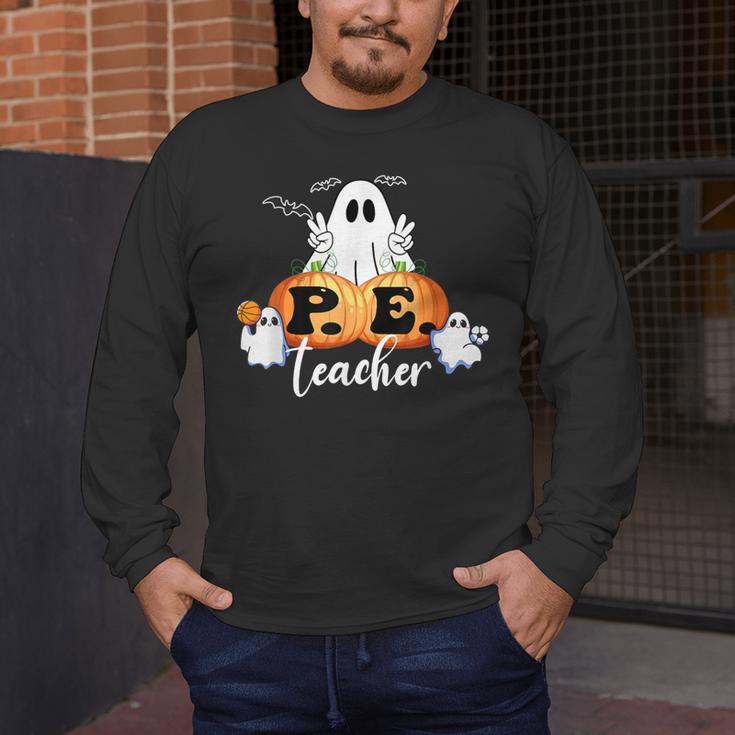 Halloween PE Teacher Ghosts Pumpkins Sports Lover Men's Long Sleeve T-Shirt, funny design Halloween PE Teacher Ghosts Pumpkins Sports Lover Men's Long Sleeve T-Shirt, funny design