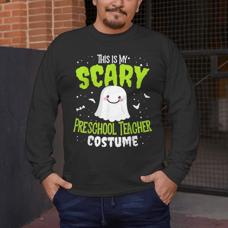 Halloween This Is My Scary Preschool Teacher Custome For Men Women Kids Men's Long Sleeve T-Shirt, funny design