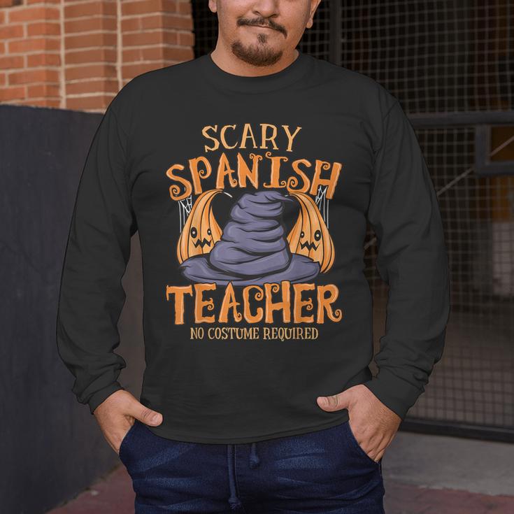 Halloween Scary Spanish Teacher No Costume Required For Men Women Men's Long Sleeve T-Shirt, funny design