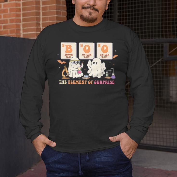 Halloween Science Teacher Boo Ghost The Element Of Surprise Men's Long Sleeve T-Shirt, funny design Halloween Science Teacher Boo Ghost The Element Of Surprise Men's Long Sleeve T-Shirt, funny design